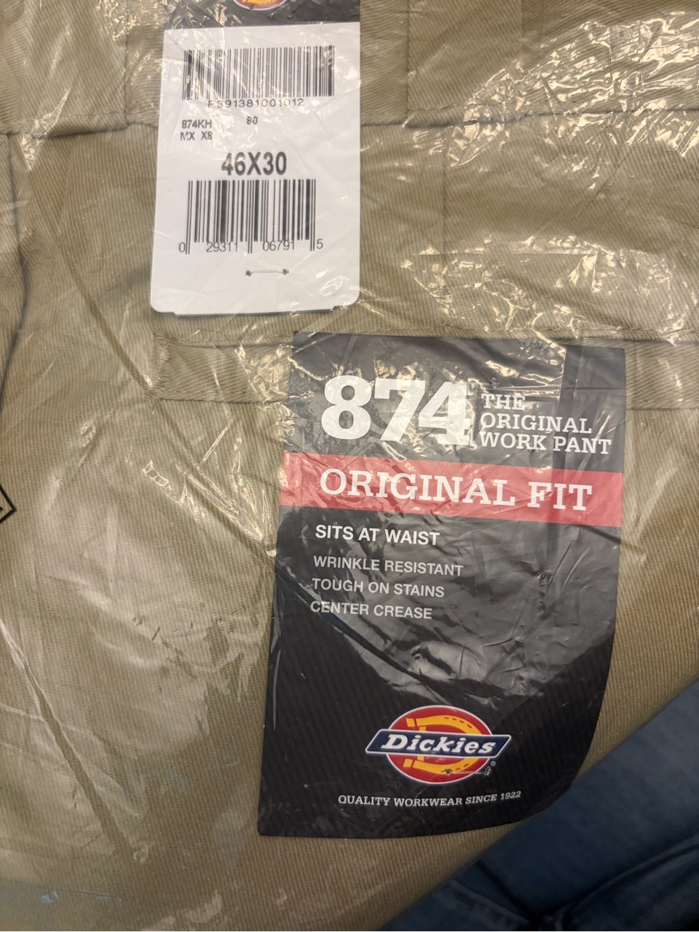 New With Tags Dickies Men's Original 874 Work Pants 46 x 30 Khaki